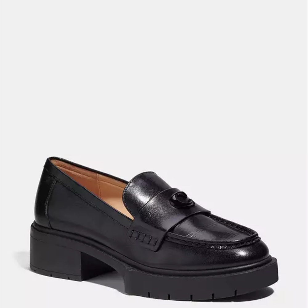 Coach Black Chunky Loafers with Modern Platform